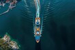 © mehaniq41 - Concept for vacation and travel with a generic cruise ship sailing over the calm ocean. Neural network ai generated
