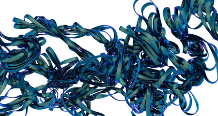 Poster - Intricate, swirling teal ribbons create a dynamic abstract background. Perfect for design projects needing a modern, artistic feel.
