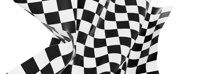 Poster - High-resolution image of a waving checkered flag, perfect for racing, sports, or competition themes.