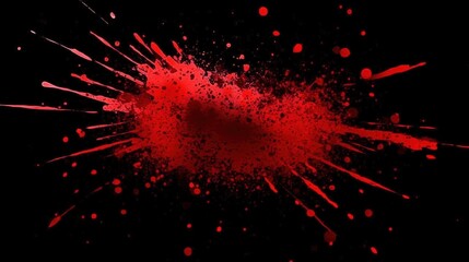 Poster - A vivid red paint splash bursts dynamically against a black background, creating an abstract and energetic visual impact.