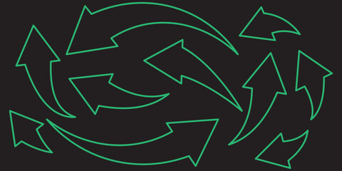 Poster - Curved arrow icons. Curved arrows set. Arrow symbol collection. Curve arrows icon in line style. Curved vector, icon.