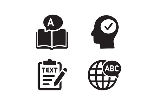 Language Study Icons silhouette vector with white background