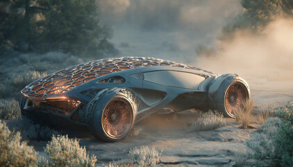 Aufkleber - A bioengineer-designed vehicle showcases an artificial structure with muscular biotissue, enhancing movement capabilities.