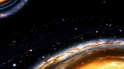 Wall Mural - Vibrant spiral galaxy with brilliant yellow core and orbiting stars in deep space, cosmic stellar bodies shining with bright light and color