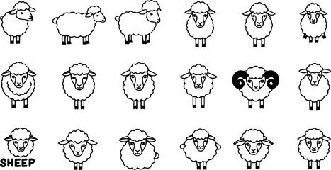 set of Sheep logo icon template. vector png clip art
