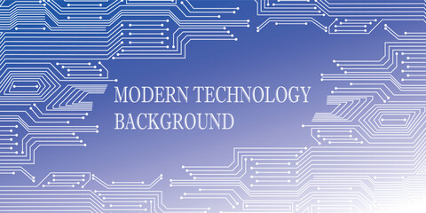 Poster - premium abstract digital background with technology circuit board texture on blue gradient background