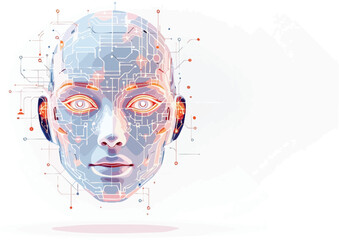 Poster - Futuristic ai head design with circuitry depicting artificial intelligence and technology.