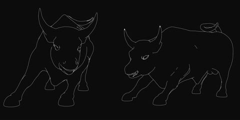 Poster - Two bull silhouettes are shown on a black background. The bulls are facing each other and appear to be in a fight. Scene is intense and aggressive