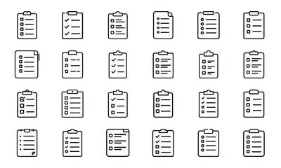 Aufkleber - Collection of minimalist clipboard icons illustrating tasks schedules and checklists