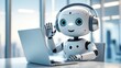 © Topa Studio - cute artificial intelligence robot with notebook
