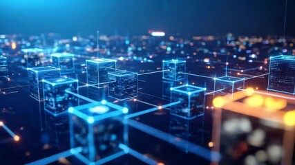 Poster - Abstract Digital City Network Of Cubes