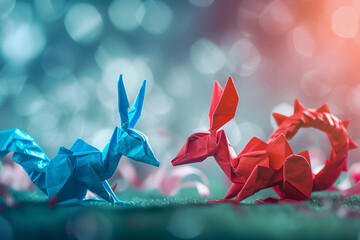 Poster - image of handmade origami animal generative ai