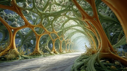 Aufkleber - A bioengineer explores an imaginative landscape of artificial biotissue.