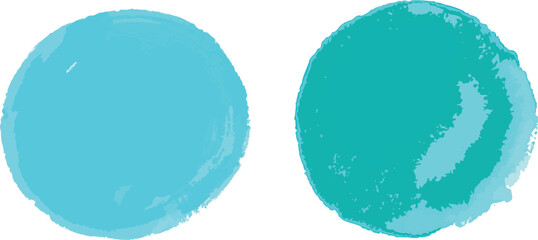 Poster - Abstract watercolor circles teal and cyan blue paint splashes