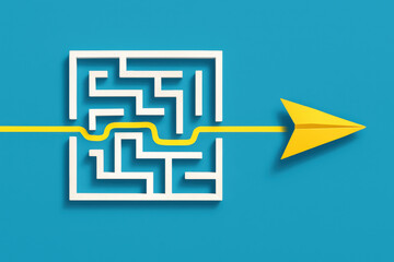 Poster - The illustrates problem solving and strategy by showing a clear path through a maze symbolizing decision making and progress in business navigation