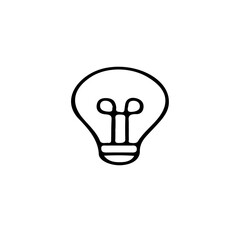 Poster - A simple black and white line drawing of a lightbulb with a visible filament and a white background space