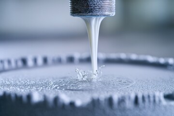 Poster - Close-up view of liquid material being poured for manufacturing process in industrial facility