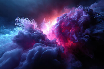 Poster - Colorful smoke and light swirling in dynamic patterns during a creative display