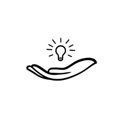 Poster - Glowing lamp icon vector placed on palm illustrating invention