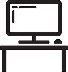 Poster - Silhouette of a computer setup on a desk. Features a wide monitor displaying a simplified text layout.