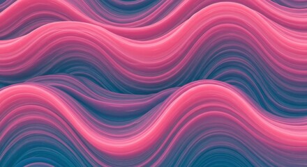 Poster - Abstract image featuring flowing, wavy lines in shades of pink and purple