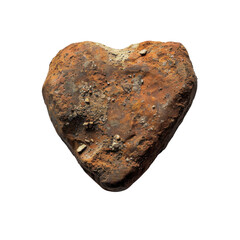 Poster - Unique heart shaped stone with rough, textured surface, showcasing earthy tones of brown and orange. This natural object symbolizes love and connection, perfect for decorative purposes