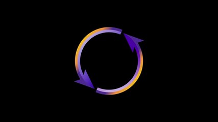 Leinwandbilder - Colorful glowing neon circle ring light symbol on black background vector illustration