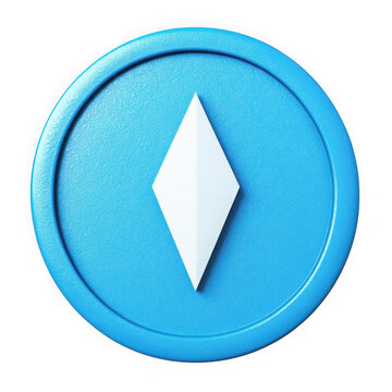 Blue circle with white diamond icon isolated on transparent background