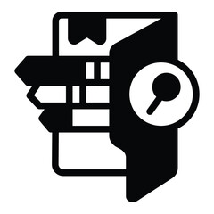 Fototapete - Folder with bookmarks and magnifier solid icon, neural dataset concept. Vector graphics. Search data by category sign on white background, style mobile or design.