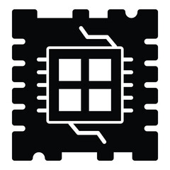Fototapete - Quad core processor chip solid icon, neural dataset concept. Vector graphics. Processor with four cores, hardware sign on white background, style mobile or design.