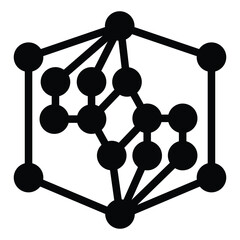 Fototapete - Polygonal net grid solid icon, neural network concept. Vector graphics. Data net cloud, deep learning sign on white background, style mobile or design.