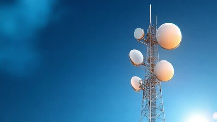 Poster - Technological Beacon: A towering telecommunication tower, a symbol of modern connectivity, reaching towards a vibrant, azure sky.