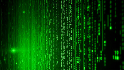 green digital code rain in a matrix futuristic style or green binary code