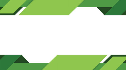 Wall Mural - modern green horizontal geometric frame with abstract sharp corners on clean white background