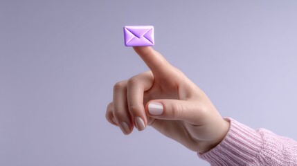 Aufkleber - A hand holding a purple envelope with a finger on it