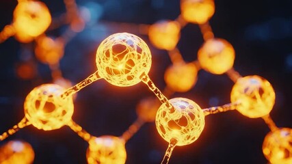 Poster - Molecular Network Visualization: A captivating, close-up shot of a vibrant molecular network structure, with interconnected spheres glowing with an ethereal light, against a dark, dynamic background.