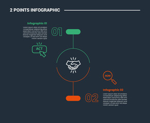 Aufkleber - comparison choice infographic process diagram with open circle cut up and down with outline style vector