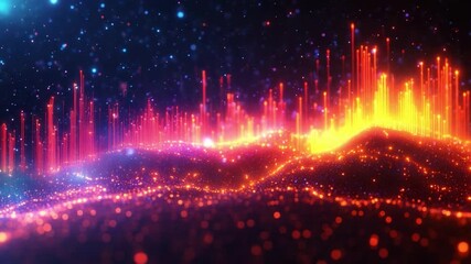 Poster - Abstract Visualization of Data: A stunning visual representation of data, rendered with dynamic energy and vibrant colors.