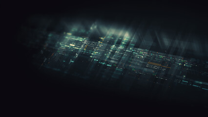 Aufkleber - Futuristic network simulation blending AI, quantum physics, and deep learning, with a particle matrix analyzing data in a sleek, background animation display