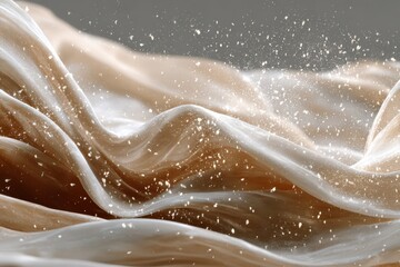 Aufkleber - Flowing Beige Fabric With Sparkling Particles, Evoking Luxury and Elegance for Fashion Advertising, Beauty Products, and Sophisticated Branding : Generative AI