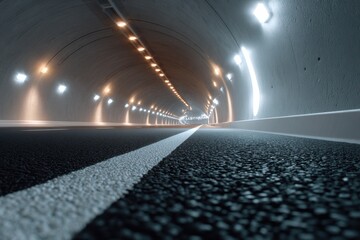 Poster - Inside a Concrete Tunnel With Lights, Illustrating Infrastructure and Modern Transportation Solutions, Ideal for Urban Planning and Engineering Projects : Generative AI