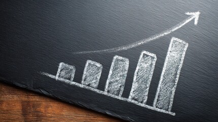 Poster - Faded Chalkboard Business Growth Graph with Eroded Surface Texture