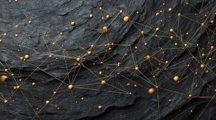 Poster - Abstract Technology Network Background with Golden Details