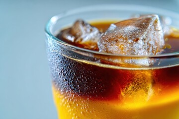 Aufkleber - Iced Coffee in Glass With Condensation, Representing Refreshment and Summer Beverage Advertising, Perfect for Coffee Shop Menu or Restaurant Promotion : Generative AI