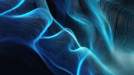 Poster - Abstract Digital Tapestry in Blue Neon Lines for Modern Design
