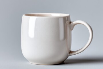 Poster - Minimalist Beige Mug on a Gray Surface, Ideal for Product Mockups and Branding Presentation, Showcasing Simplicity and Modern Design : Generative AI