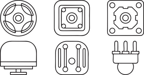 Fototapete - Electronic Technology Icon Vector Isolated Black Symbol for Digital Devices Circuits Gadgets and Modern Tech