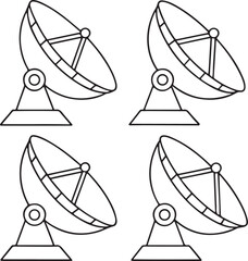 Poster - Satellite Dish Vector Illustration Modern Black Silhouette of Tech Communication Dish for Signal or Broadcast Use