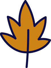 Poster - Stylized orange leaf icon is being shown in flat design with navy outline on transparent background