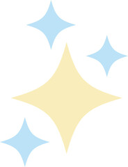 Poster - Abstract sparkles floating on transparent bg in flat design, featuring yellow star and blue sparks